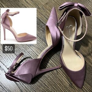 Jessica Simpson purple bow accent heel
